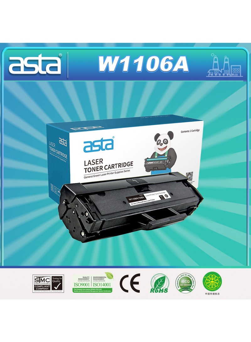 استا خرطوشة حبر ASTA 106A مع شريحة W1106A متوافقة مع طابعة LaserJet 107a MFP 135a 135w 137fnw باللون الأسود BK Premium Professional Office الطباعة الاستهلاكية W1106 1106A 1106 106 - Image 1